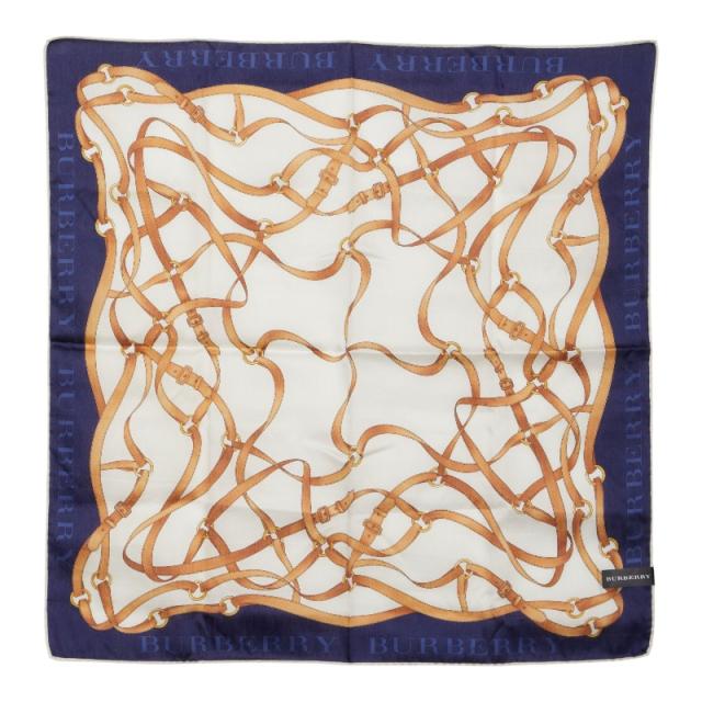 バーバリー ロゴ ベルト モチーフ スカーフ ホワイト マルチカラー コットン レディース BURBERRY 【中古】