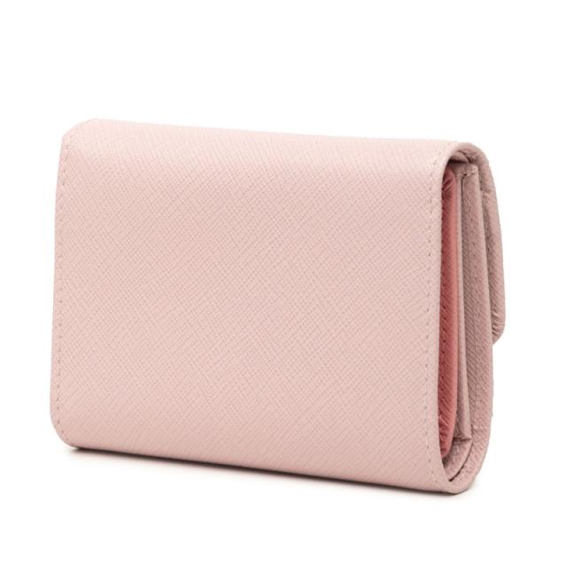 プラダ 三角ロゴプレート 三つ折り財布 1MH025 ピンク サフィアーノレザー レディース PRADA 【中古】_1