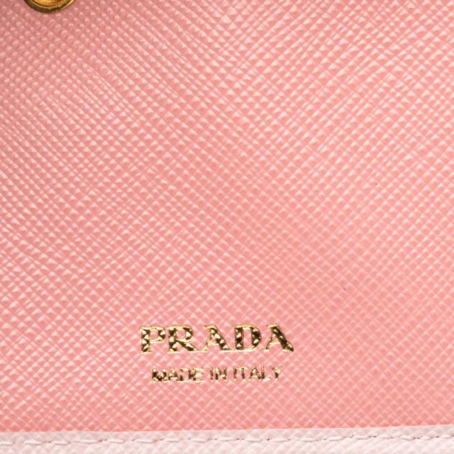 プラダ 三角ロゴプレート 三つ折り財布 1MH025 ピンク サフィアーノレザー レディース PRADA 【中古】_5