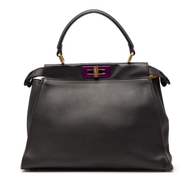 フェンディ ピーカブー レギュラー ハンドバッグ 8BN290 ブラウン レザー レディース FENDI 【中古】