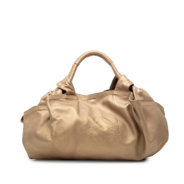 ロエベ アナグラム ナッパアイレ ハンドバッグ ゴールド レザー レディース LOEWE 【中古】