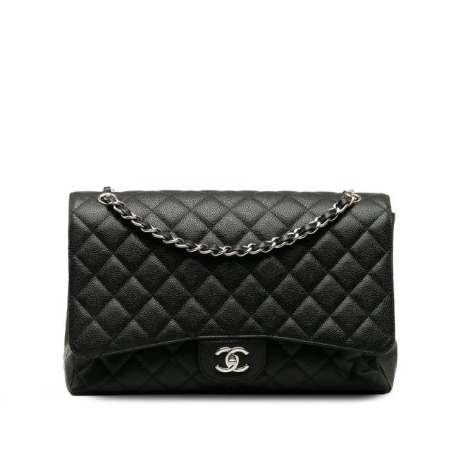 シャネル マトラッセ ココマーク チェーン ショルダーバッグ ブラック シルバー金具 キャビアスキン レディース CHANEL 【中古】