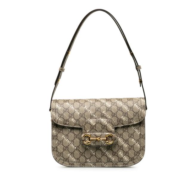グッチ バレンシアガ ハッカープロジェクト GGスプリーム ホースビット ショルダーバッグ 602204 ベージュ GUCCI BALENCIAGA 【中古】