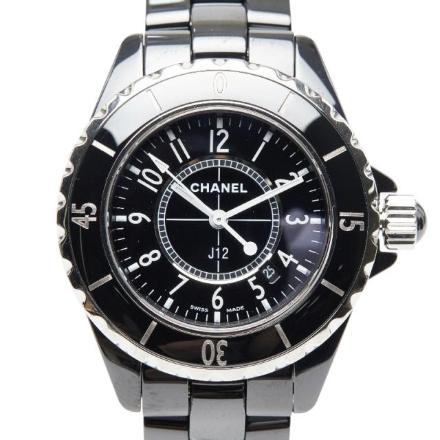 シャネル J12 腕時計 H0682 クオーツ ブラック文字盤 ステンレススチール セラミック レディース CHANEL 【中古】