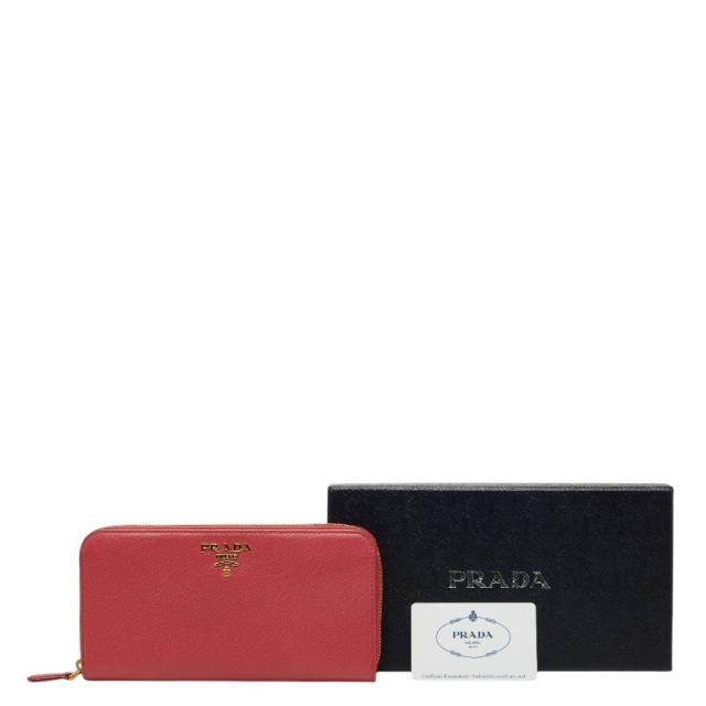 プラダ ラウンドファスナー 長財布 1ML506 ペオニア ピンク サフィアーノレザー レディース PRADA 【中古】_9