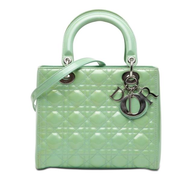 クリスチャンディオール カナージュ レディディオール ミディアム ハンド ショルダーバッグ 2WAY ミントグリーン Christian Dior【中古】 88,605円