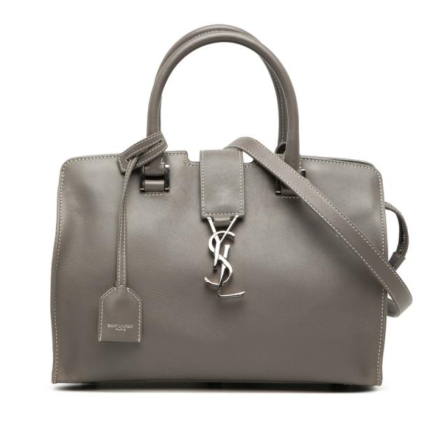 サンローラン YSLロゴ ベイビーカバス ハンドバッグ ショルダーバッグ 2WAY 424868 グレー レザー レディース SAINT LAURENT 【中古】