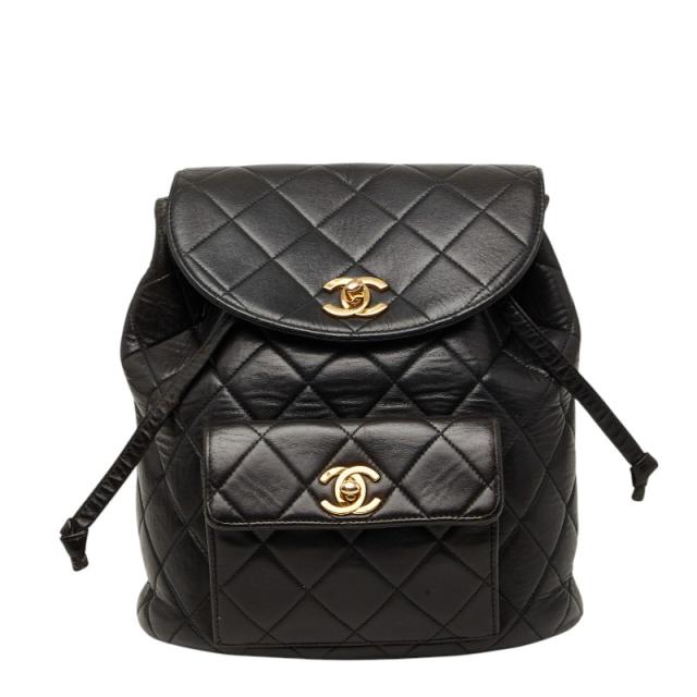 シャネル マトラッセ ココマーク チェーン リュック デイパック バックパック ブラック ラムスキン レディース CHANEL 【中古】