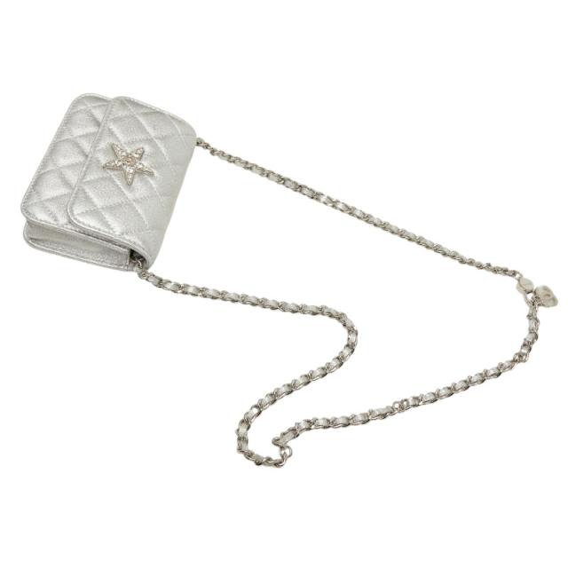シャネル ミニマトラッセ ココマーク チェーン ショルダーバッグ ポシェット シルバー レザー レディース CHANEL 【中古】_5