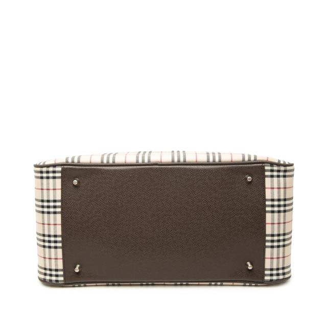 バーバリー ノバチェック ハンドバッグ ボストンバッグ ベージュ ブラウン キャンバス レザー レディース BURBERRY 【中古】_2