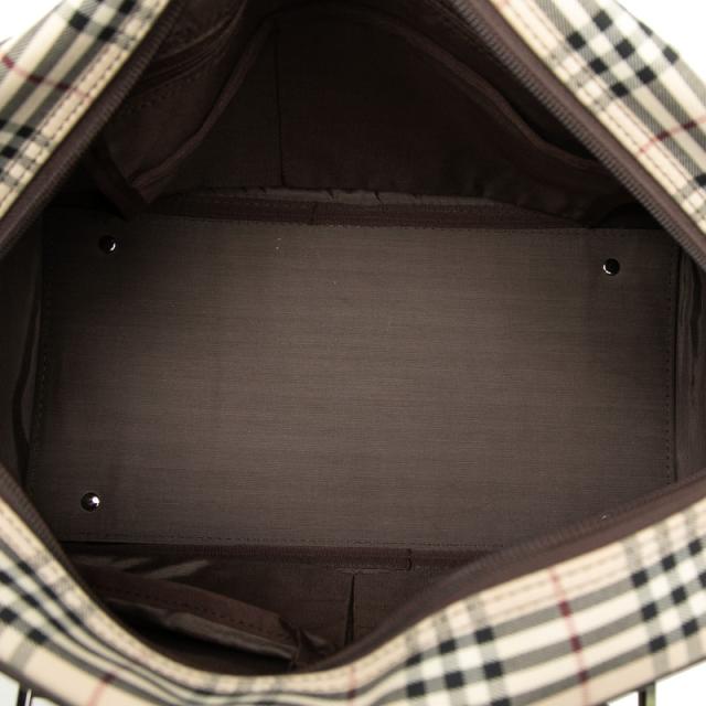 バーバリー ノバチェック ハンドバッグ ボストンバッグ ベージュ ブラウン キャンバス レザー レディース BURBERRY 【中古】_3