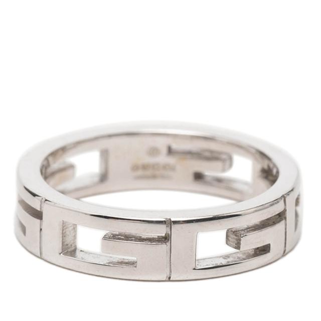 グッチ Gロゴ リング 指輪 #11 K18WG ホワイトゴールド 750 レディース GUCCI 【中古】