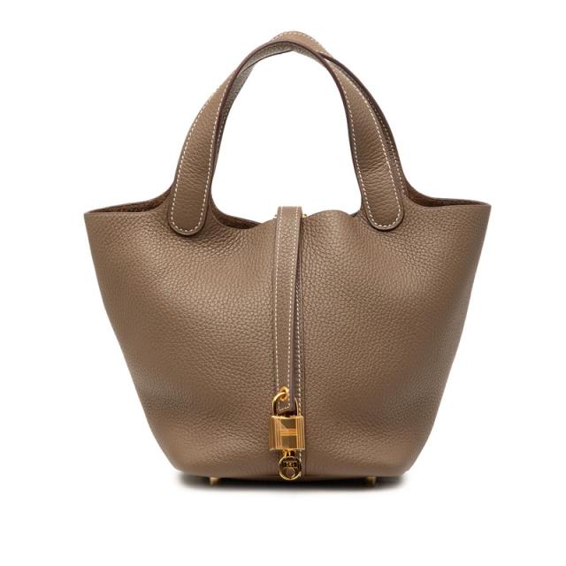 エルメス ピコタンロックPM ハンドバッグ ブラウン ゴールド金具 トリヨンクレマンス レディース HERMES 【中古】