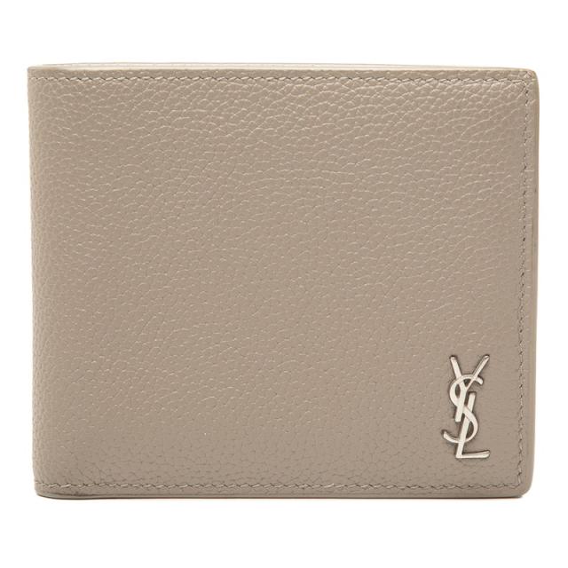 サンローラン タイニーカサンドラ YSLロゴ 二つ折り財布 610193 ベージュ系 レザー レディース SAINT LAURENT 【中古】
