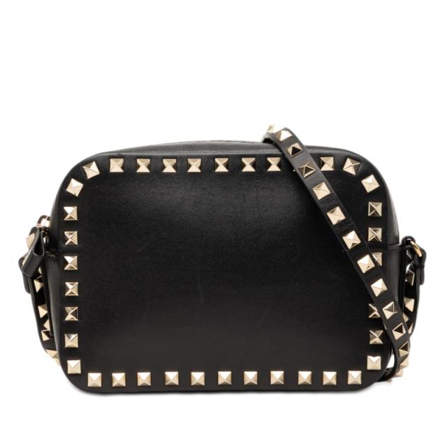 ヴァレンティノ ロックスタッズ ショルダーバッグ クロスボディ ブラック レザー レディース VALENTINO 【中古】