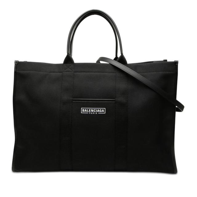 バレンシアガ ハードウェアトート ラージ トートバッグ ショルダーバッグ 2WAY 671403 ブラック キャンバス レザー BALENCIAGA 【中古】