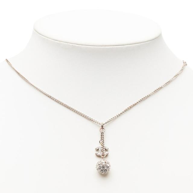 シャネル ココマーク チェーン ペンダント ネックレス B12C刻印 シルバー メタル ラインストーン レディース CHANEL 【中古】_4