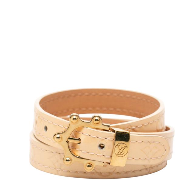 ルイ ヴィトン ヴェルニ モノグラム ブラスレ トリプルトゥール ブレスレット M91400 ベージュ パテントレザー LOUIS VUITTON 【中古】