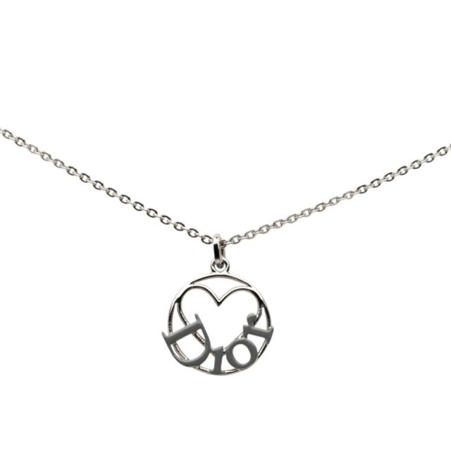 ディオール ロゴ ハート モチーフ ペンダント ネックレス シルバー グレー メタル レディース Dior 【中古】
