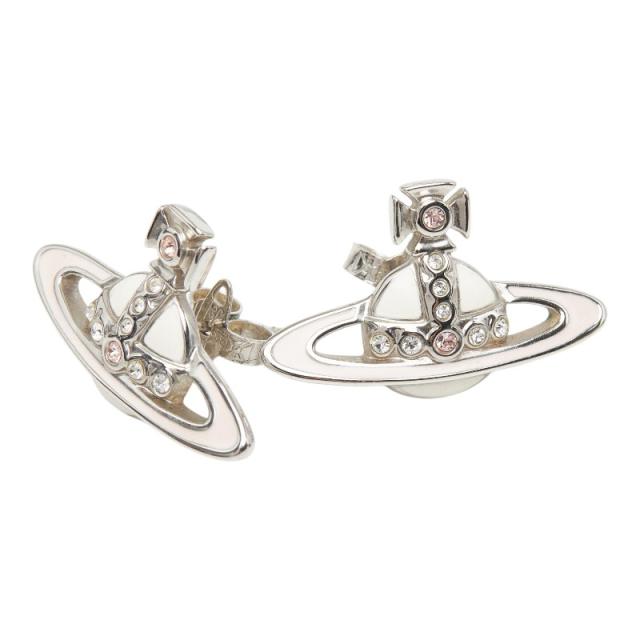ヴィヴィアンウエストウッド オーブ スタッドピアス シルバー ホワイト ピンク メタル ラインストーン Vivienne Westwood 【中古】