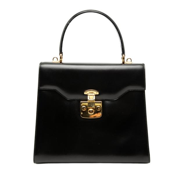 グッチ ハンドバッグ ブラック レザー レディース GUCCI 【中古】