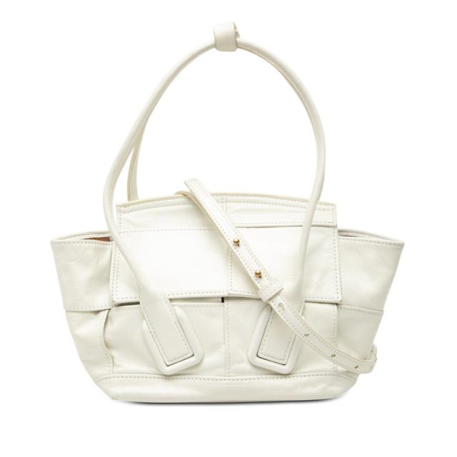 ボッテガヴェネタ マキシイントレチャート アルコ ハンドバッグ ショルダーバッグ 2WAY ホワイト レザー BOTTEGAVENETA 【中古】