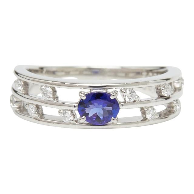 Pt900 プラチナ タンザナイト0.28ct ダイヤ0.13ct リング 指輪 レディース 12.5号 中古