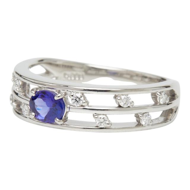 Pt900 プラチナ タンザナイト0.28ct ダイヤ0.13ct リング 指輪 レディース 12.5号 中古_1