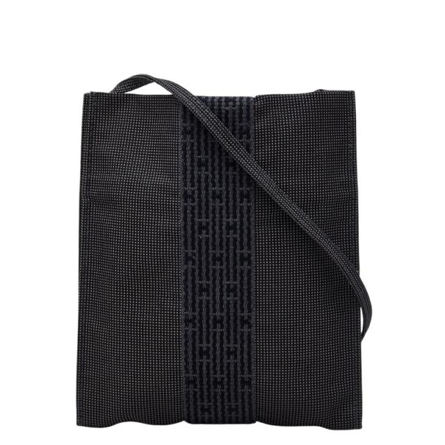 エルメス エールライン 斜め掛け ショルダーバッグ ポシェット グレー キャンバス レディース HERMES 【中古】