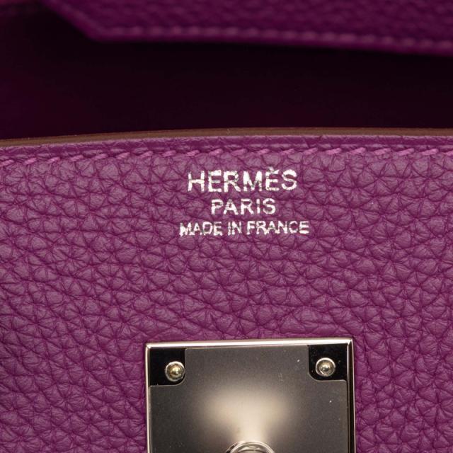 エルメス バーキン30 ハンドバッグ 内縫い アネモネ パープル シルバー金具 トゴ レディース HERMES 【中古】_4
