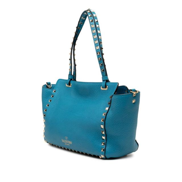 ヴァレンティノ ガラヴァーニ ロックスタッズ ハンドバッグ ショルダーバッグ 2WAY ブルー レザー レディース VALENTINO 【中古】_1
