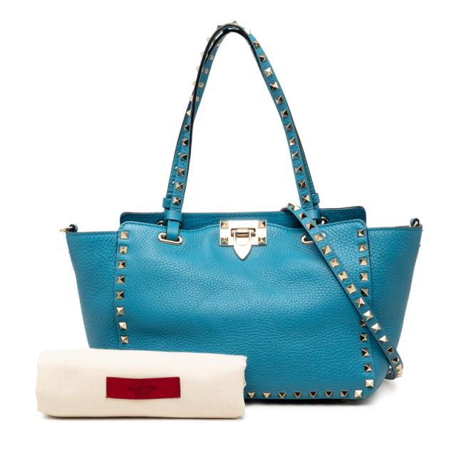 ヴァレンティノ ガラヴァーニ ロックスタッズ ハンドバッグ ショルダーバッグ 2WAY ブルー レザー レディース VALENTINO 【中古】_6