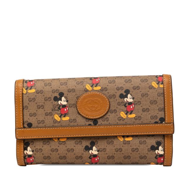 グッチ × ディズニー ミニGGスプリーム ミッキーマウス コンチネンタルウォレット 長財布 602530 ブラウン GUCCI ×DISNEY【中古】