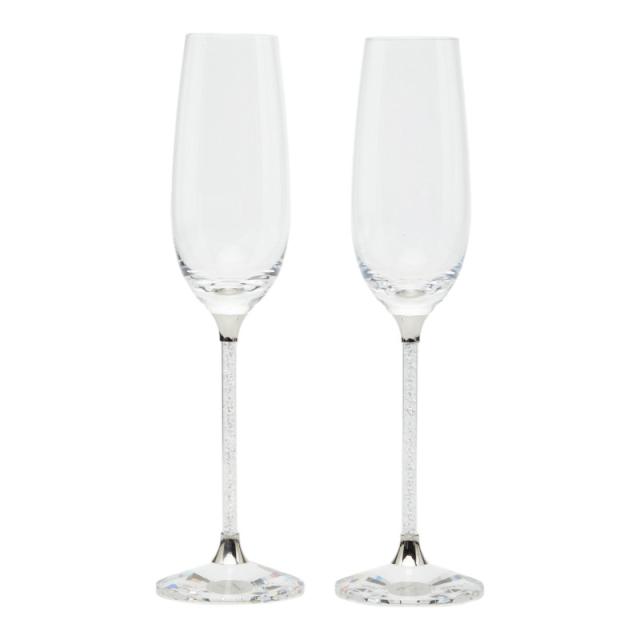 スワロフスキー クリスタルライン シャンパングラス トースティンググラス フルートグラス ペア 255678 ガラス SWAROVSKI 【中古】