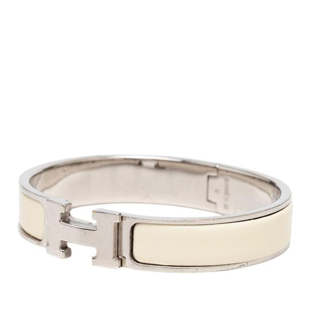 エルメス クリックH PM Hバングル ブレスレット アイボリー シルバー メタル エナメル レディース HERMES 【中古】_1