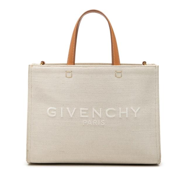 ジバンシー Gトート ハンドバッグ アイボリー ブラウン キャンバス レザー レディース Givenchy 【中古】