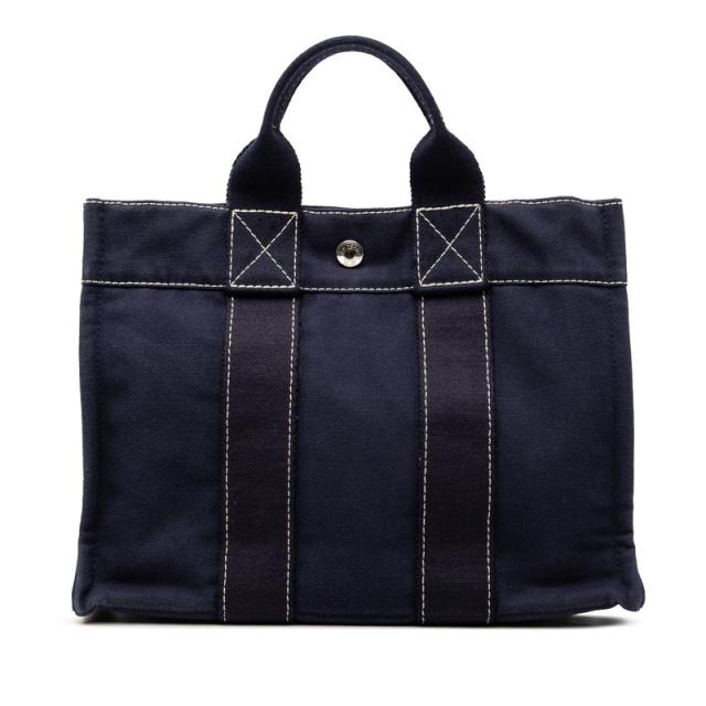 エルメス フールトゥ PM ハンドバッグ ネイビー キャンバス レディース HERMES 【中古】