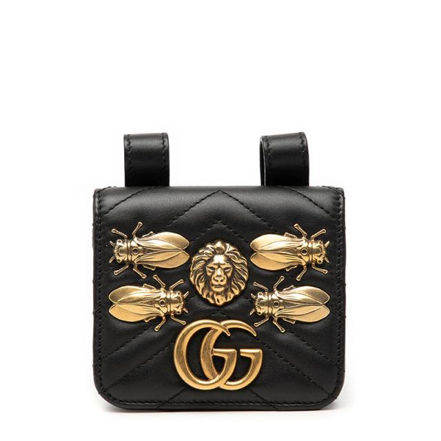 グッチ GGマーモント ウエストバッグ 488417 ブラック ゴールド レザー レディース GUCCI 【中古】 34,320円