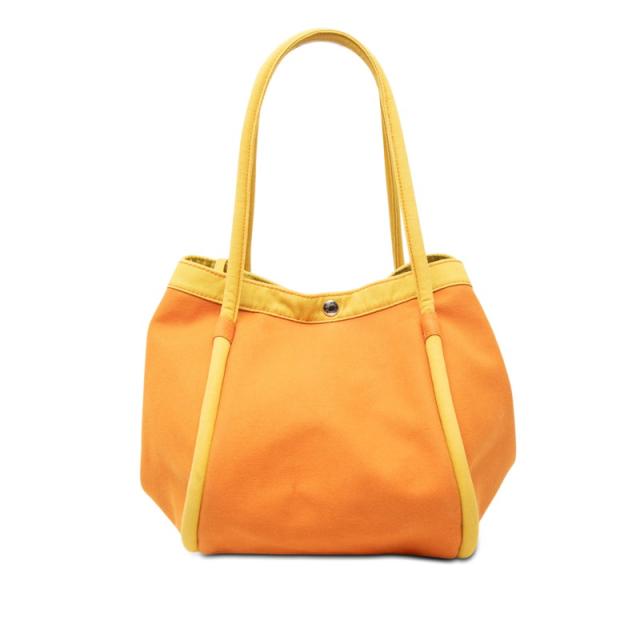エルメス サックバガGM トートバッグ ショルダーバッグ 黄色 オレンジ色 帆布 レディース HERMES 【中古】