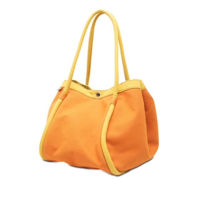 エルメス サックバガGM トートバッグ ショルダーバッグ 黄色 オレンジ色 帆布 レディース HERMES 【中古】