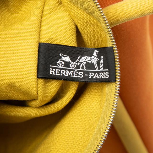 エルメス サックバガGM トートバッグ ショルダーバッグ 黄色 オレンジ色 帆布 レディース HERMES 【中古】