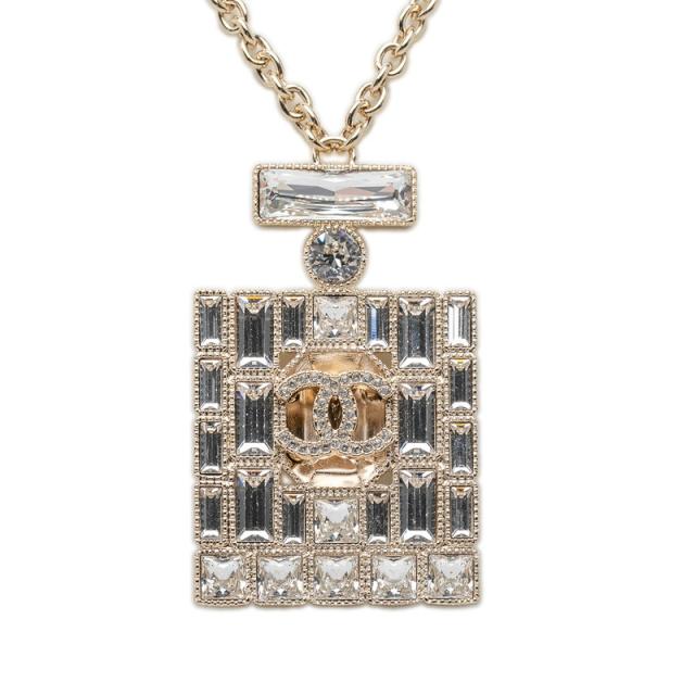 シャネル ココマーク パフュームボトル チェーン ペンダント ネックレス B24C刻印 ゴールド メッキ ラインストーン CHANEL 【中古】