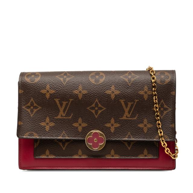 ルイ ヴィトン モノグラム ポルトフォイユ フローラル チェーン ウォレット ショルダーバッグ M69578 フューシャ LOUIS VUITTON 【中古】
