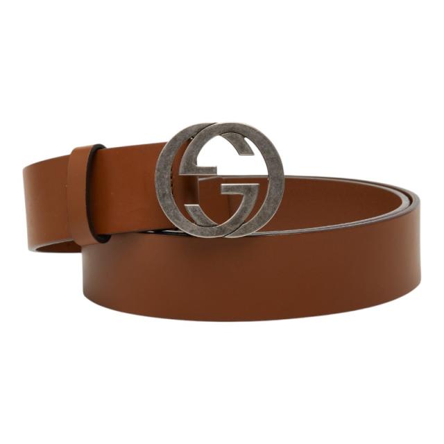 グッチ インターロッキングG 胴締め 大きさ:105/42 546389 赤銅色 なめし革 メンズ GUCCI 【中古】
