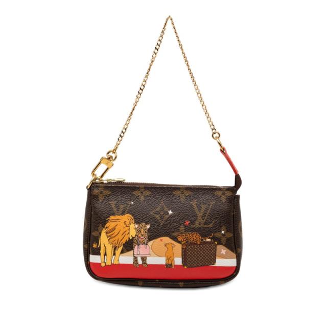 ルイ ヴィトン モノグラム チェーン ハンドバッグ アクセサリーポーチ M63830 ブラウン レッド PVC レディース LOUIS VUITTON 【中古】 64,900円