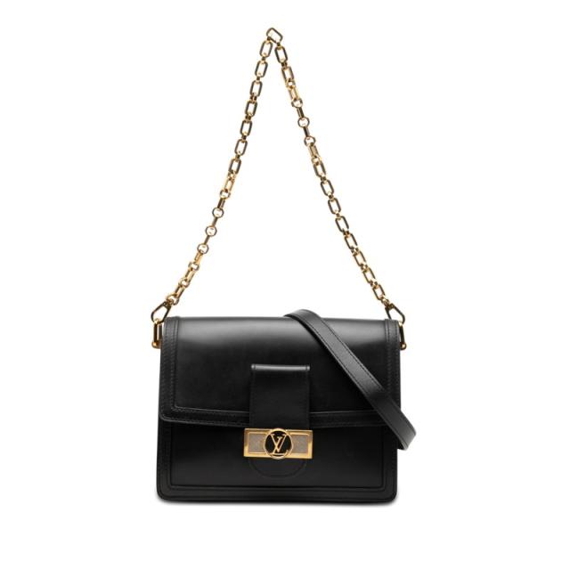 ルイ ヴィトン ドーフィーヌММ LVロック チェーン ハンドバッグ ショルダーバッグ 2WAY M55821 ブラック LOUIS VUITTON 【中古】