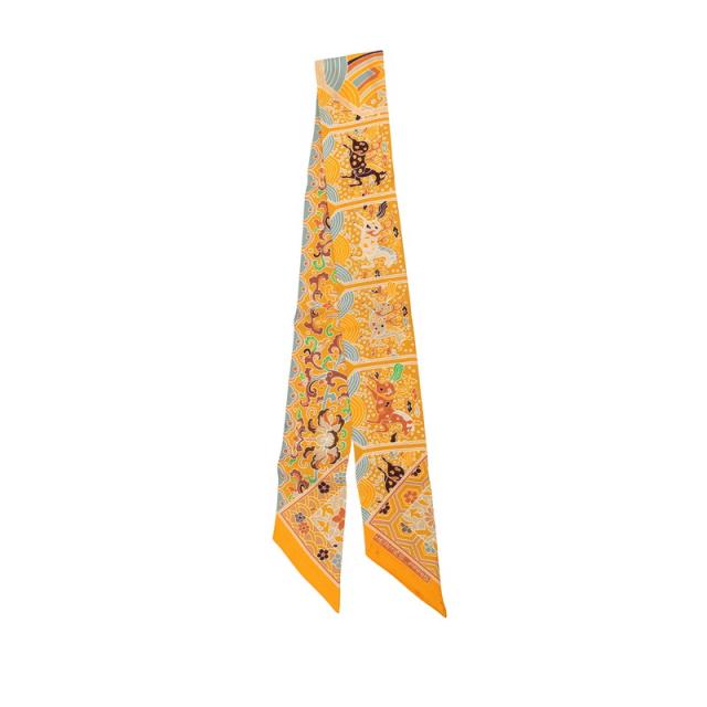 エルメス ツイリー Collections Imperiales 王室のコレクション スカーフ オレンジ系 マルチカラー シルク レディース HERMES 【中古】