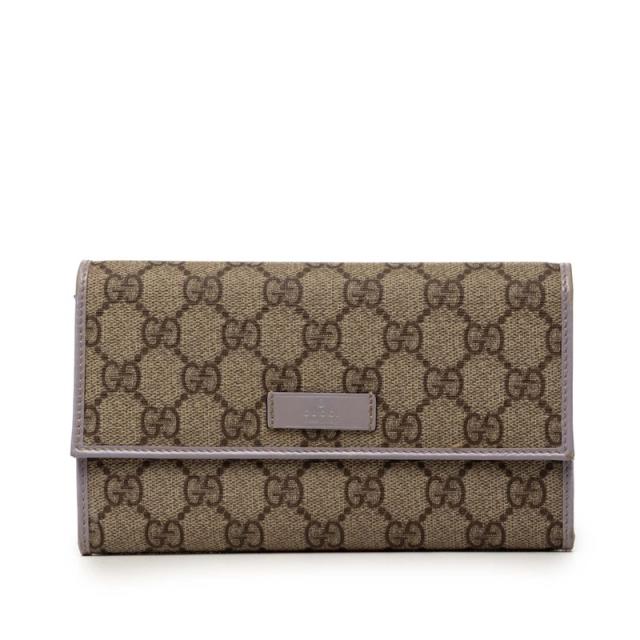 グッチ GGスプリーム 三つ折り 長財布 190336 ベージュ ライトパープル PVC レザー レディース GUCCI 【中古】 17,784円