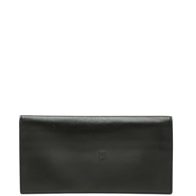 ロエベ アナグラム 長財布 ロングウォレット ブラック レザー レディース LOEWE 【中古】
