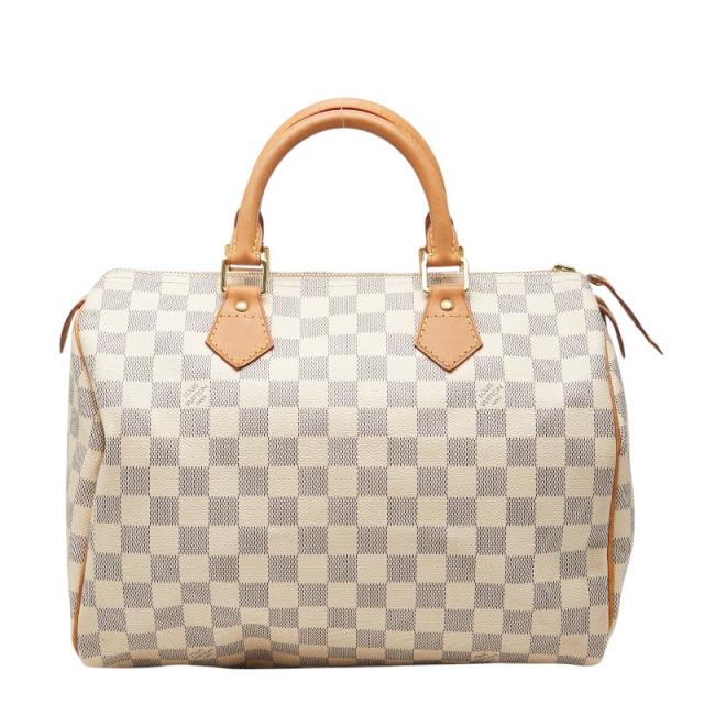 ルイ ヴィトン ダミエ アズール スピーディ30 ミニボストンバッグ ハンドバッグ N41533 ホワイト PVC レザー LOUIS VUITTON 【中古】